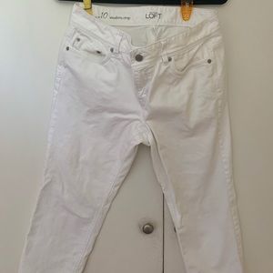 Ann Taylor Loft White Denim Capris Length Pants